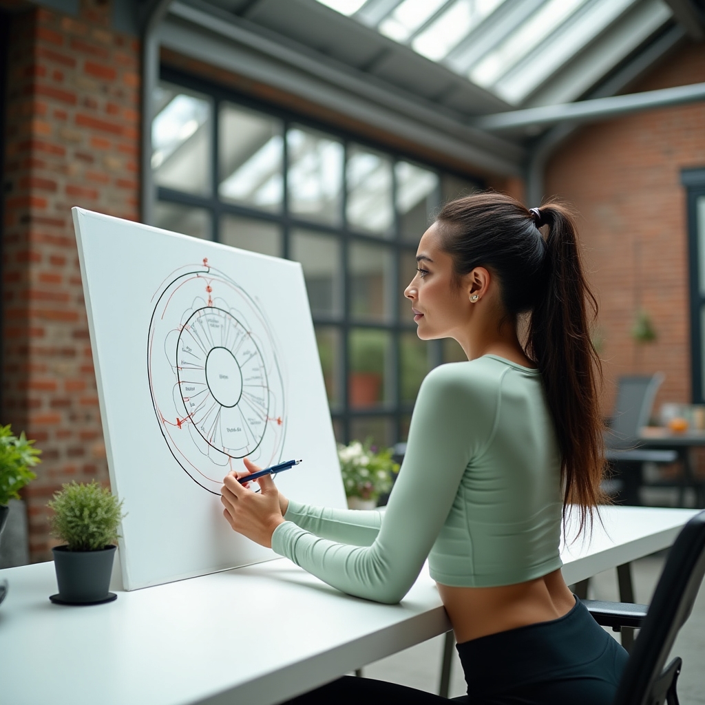 Person reviewing a behavioral habit loop diagram in a bright modern workspace